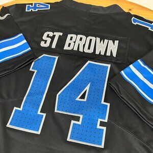 Men's Detroit Lions Amon-Ra St. Brown #14 Stitched Alt. Black Jersey Large